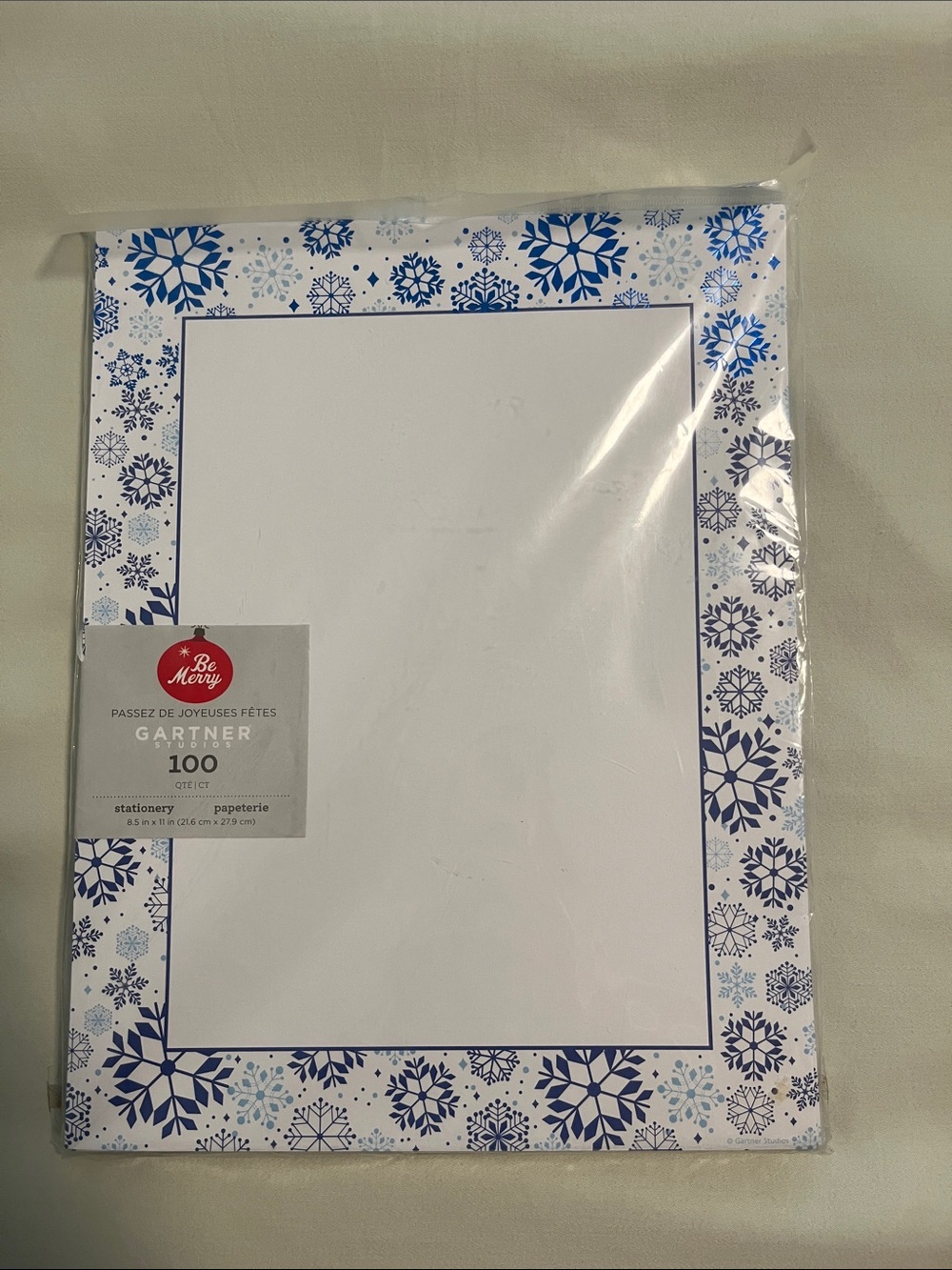 Holiday Snowflake Border Stationery Paper 8.5 in x 11 in . 90+ sheets- Blue